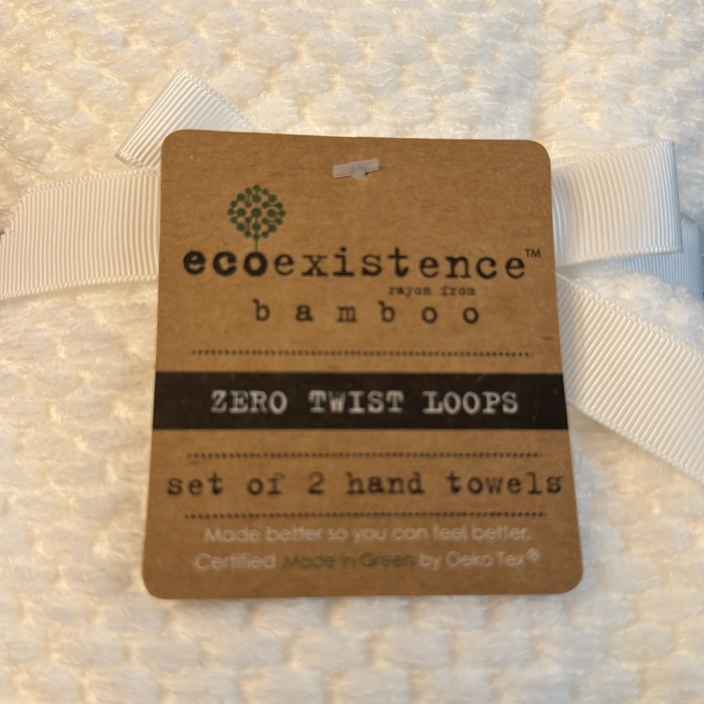 4pc ECOEXISTENCE Bamboo Zero Twist Loops Bath Hand Towel Set - White - Picture 3 of 8